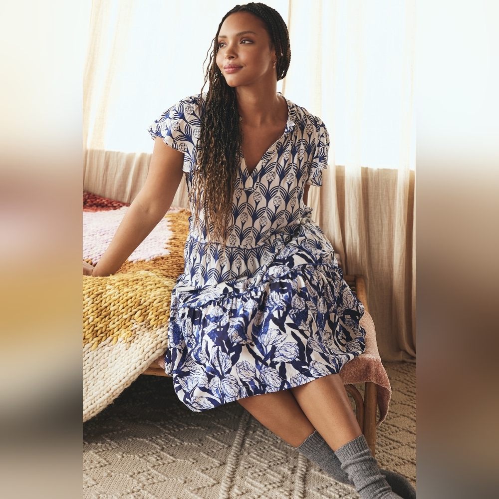 Cecilia Patterson x Anthropologie V Neck Ginger Dress